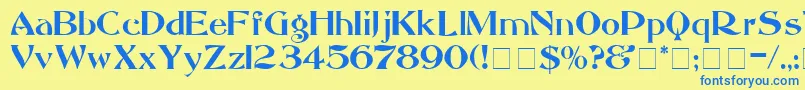 フォントMandritaDisplaySsi – 青い文字が黄色の背景にあります。