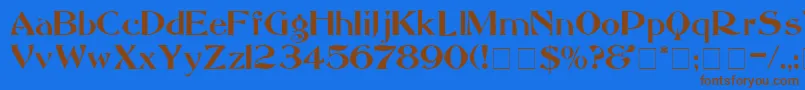 フォントMandritaDisplaySsi – 茶色の文字が青い背景にあります。