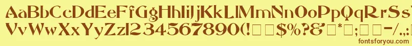 フォントMandritaDisplaySsi – 茶色の文字が黄色の背景にあります。