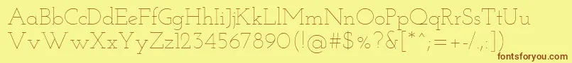 JosefinSlabThin-fontti – ruskeat fontit keltaisella taustalla