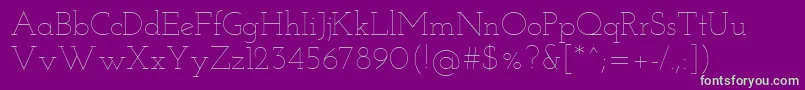 フォントJosefinSlabThin – 紫の背景に緑のフォント