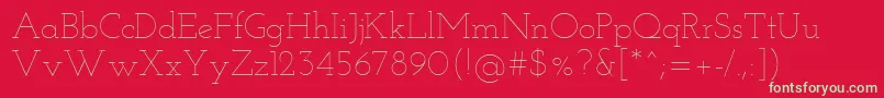JosefinSlabThin-Schriftart – Grüne Schriften auf rotem Hintergrund
