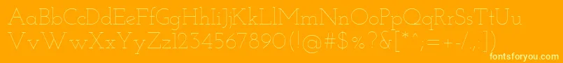 フォントJosefinSlabThin – オレンジの背景に黄色の文字