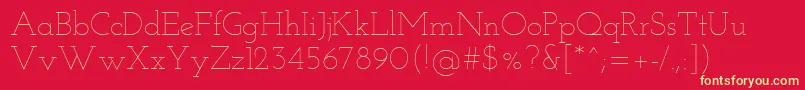 JosefinSlabThin-fontti – keltaiset fontit punaisella taustalla