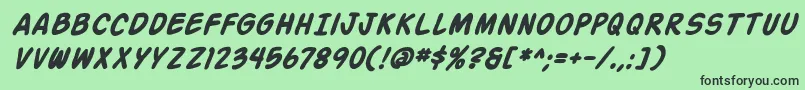 ActionManBoldItalic-Schriftart – Schwarze Schriften auf grünem Hintergrund