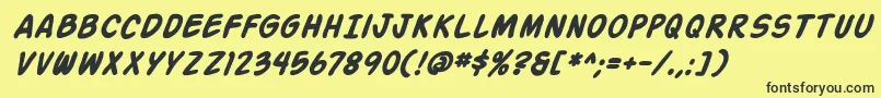 ActionManBoldItalic Font – Black Fonts on Yellow Background