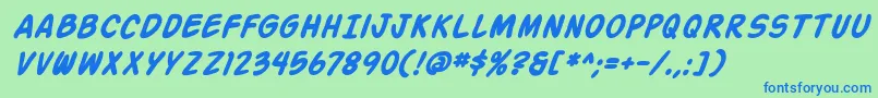 ActionManBoldItalic Font – Blue Fonts on Green Background