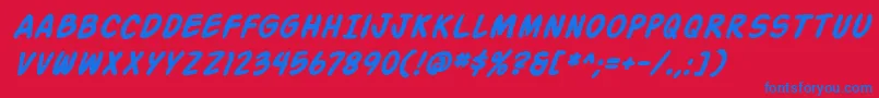 ActionManBoldItalic Font – Blue Fonts on Red Background