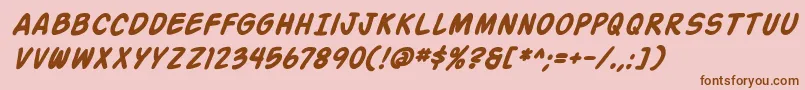 フォントActionManBoldItalic – ピンクの背景に茶色のフォント