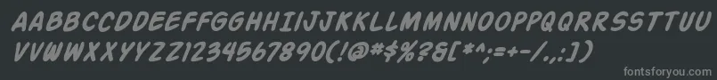 フォントActionManBoldItalic – 黒い背景に灰色の文字