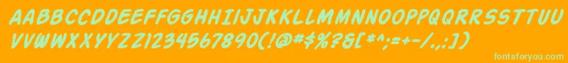 ActionManBoldItalic Font – Green Fonts on Orange Background