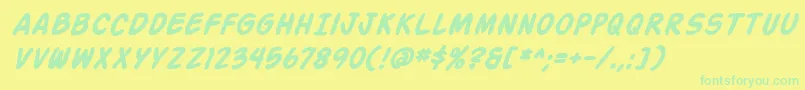 ActionManBoldItalic Font – Green Fonts on Yellow Background
