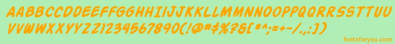 ActionManBoldItalic Font – Orange Fonts on Green Background