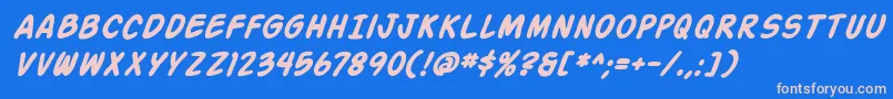 ActionManBoldItalic Font – Pink Fonts on Blue Background