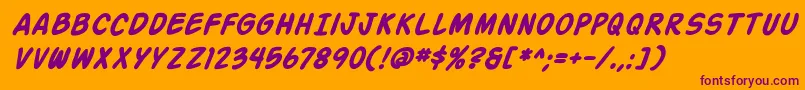 フォントActionManBoldItalic – オレンジの背景に紫のフォント