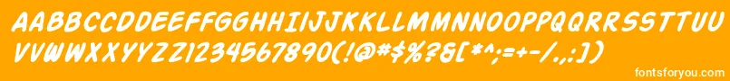 Czcionka ActionManBoldItalic – białe czcionki na pomarańczowym tle