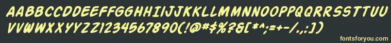 ActionManBoldItalic Font – Yellow Fonts on Black Background