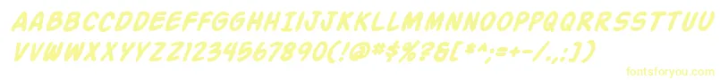 ActionManBoldItalic-Schriftart – Gelbe Schriften auf weißem Hintergrund