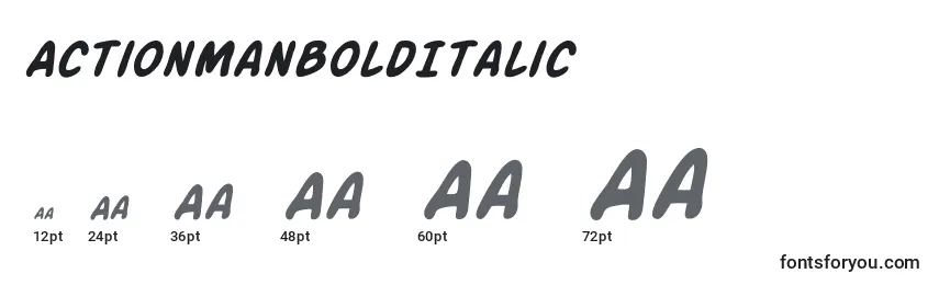 Размеры шрифта ActionManBoldItalic