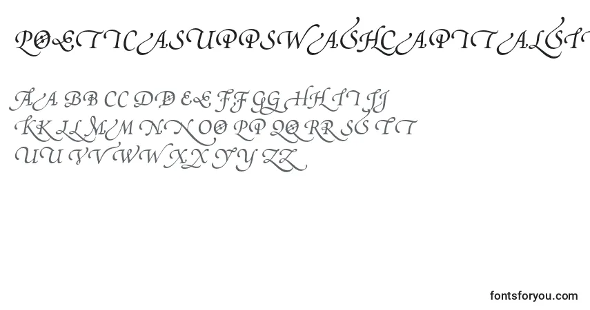 Czcionka PoeticaSuppSwashCapitalsIv – alfabet, cyfry, specjalne znaki
