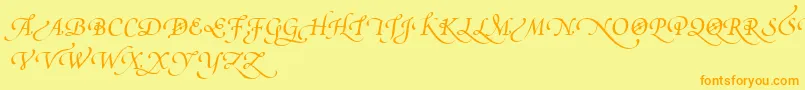 PoeticaSuppSwashCapitalsIv Font – Orange Fonts on Yellow Background