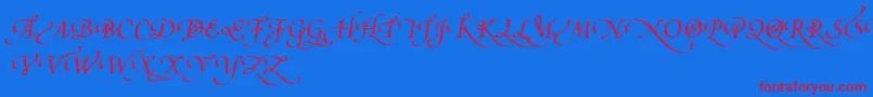 PoeticaSuppSwashCapitalsIv Font – Red Fonts on Blue Background