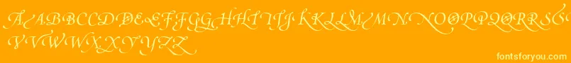PoeticaSuppSwashCapitalsIv Font – Yellow Fonts on Orange Background