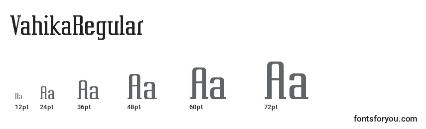 Размеры шрифта VahikaRegular