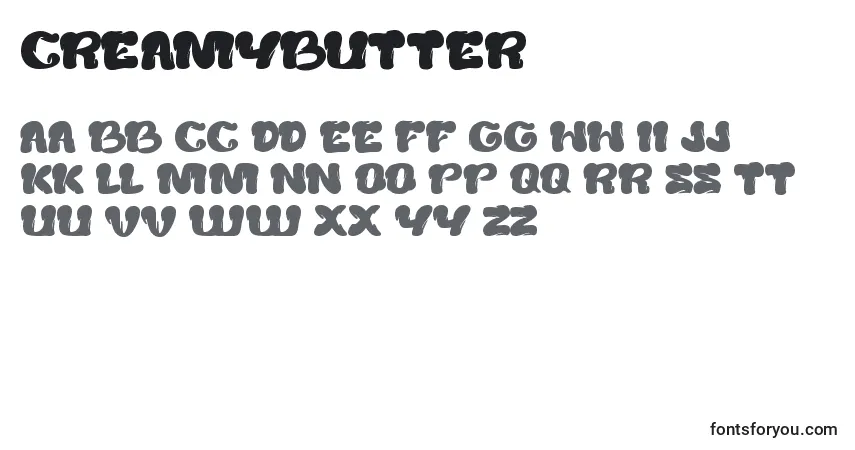 Schriftart CreamyButter (90045) – Alphabet, Zahlen, spezielle Symbole