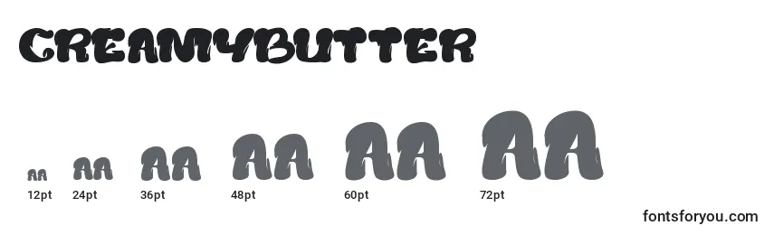 CreamyButter (90045) Font Sizes
