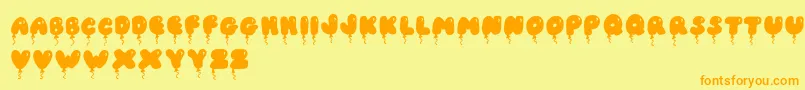 JiSolidBalloonCaps Font – Orange Fonts on Yellow Background