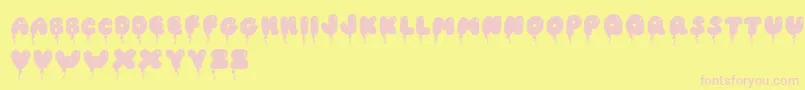 JiSolidBalloonCaps Font – Pink Fonts on Yellow Background