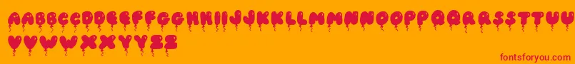 JiSolidBalloonCaps-Schriftart – Rote Schriften auf orangefarbenem Hintergrund