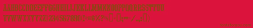 IntramuralStencilJl-fontti – ruskeat fontit punaisella taustalla