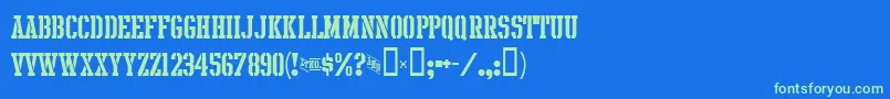 Weitere Informationen zur IntramuralStencilJl-Schriftart IntramuralStencilJl-Schriftart – Grüne Schriften auf blauem Hintergrund