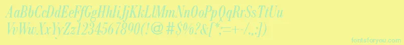Шрифт ModernbodonicondRegularitalic – зелёные шрифты на жёлтом фоне