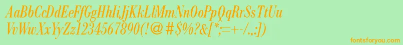 ModernbodonicondRegularitalic Font – Orange Fonts on Green Background