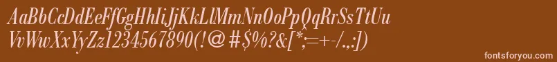 フォントModernbodonicondRegularitalic – 茶色の背景にピンクのフォント