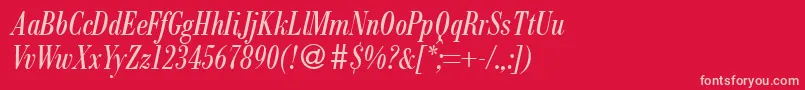 フォントModernbodonicondRegularitalic – 赤い背景にピンクのフォント