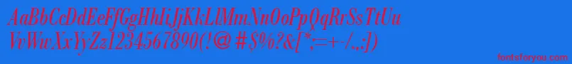 ModernbodonicondRegularitalic Font – Red Fonts on Blue Background