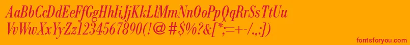ModernbodonicondRegularitalic Font – Red Fonts on Orange Background
