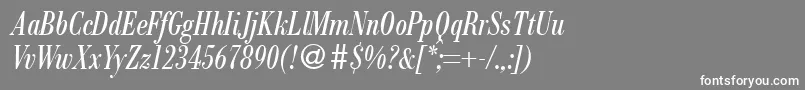 ModernbodonicondRegularitalic-Schriftart – Weiße Schriften auf grauem Hintergrund