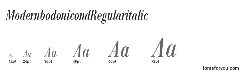 Размеры шрифта ModernbodonicondRegularitalic