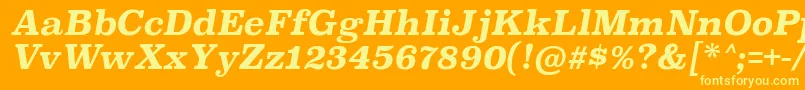 SuperclarendonrgBolditalic-Schriftart – Gelbe Schriften auf orangefarbenem Hintergrund