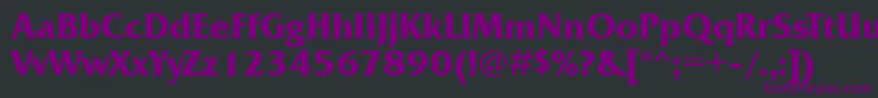 Fonte FrizquadratabttBold – fontes roxas em um fundo preto
