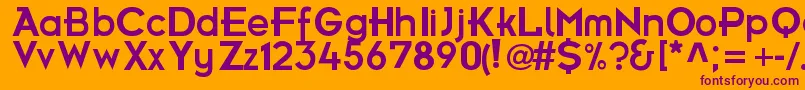 Fonte FuturamaBoldFont – fontes roxas em um fundo laranja