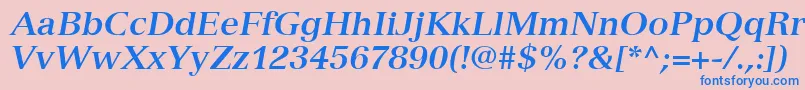 VersaillesLt76BoldItalic Font – Blue Fonts on Pink Background