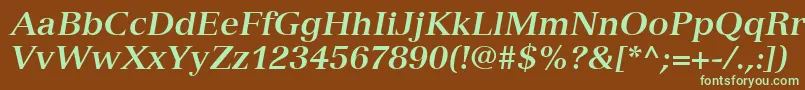VersaillesLt76BoldItalic-fontti – vihreät fontit ruskealla taustalla