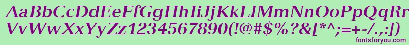 VersaillesLt76BoldItalic Font – Purple Fonts on Green Background