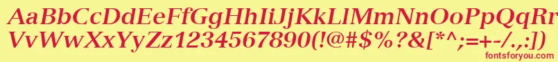 VersaillesLt76BoldItalic Font – Red Fonts on Yellow Background